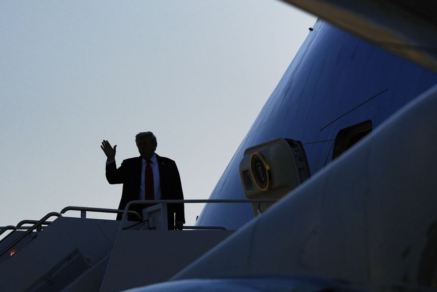 President Donald Trump waves as he boards Air Force One, Friday, Aug. 15, 2025, at Joint Base Andrews, Md. President Trump is traveling to a meeting with Russian President Vladimir Putin today in Alaska at a U.S. military base for a crucial summit. (AP Photo/Julia Demaree Nikhinson)