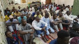 Worshippers listen to Imam Ibrahima Diane advocate for an end to gender-based violence and practices like female genital mutilation at the Great Mosque of Nietty Mbar in Thiaroye, a suburb of Dakar, Senegal, on July 4, 2025.