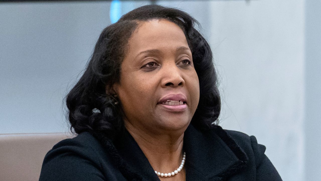 Federal Reserve Board of Governors member Lisa Cook listens during an open meeting at the Federal Reserve in Washington, DC, on June 25, 2025.