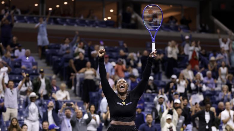 Taylor Townsend celebrates after defeating Mirra Andreeva in the third round of the US Open.