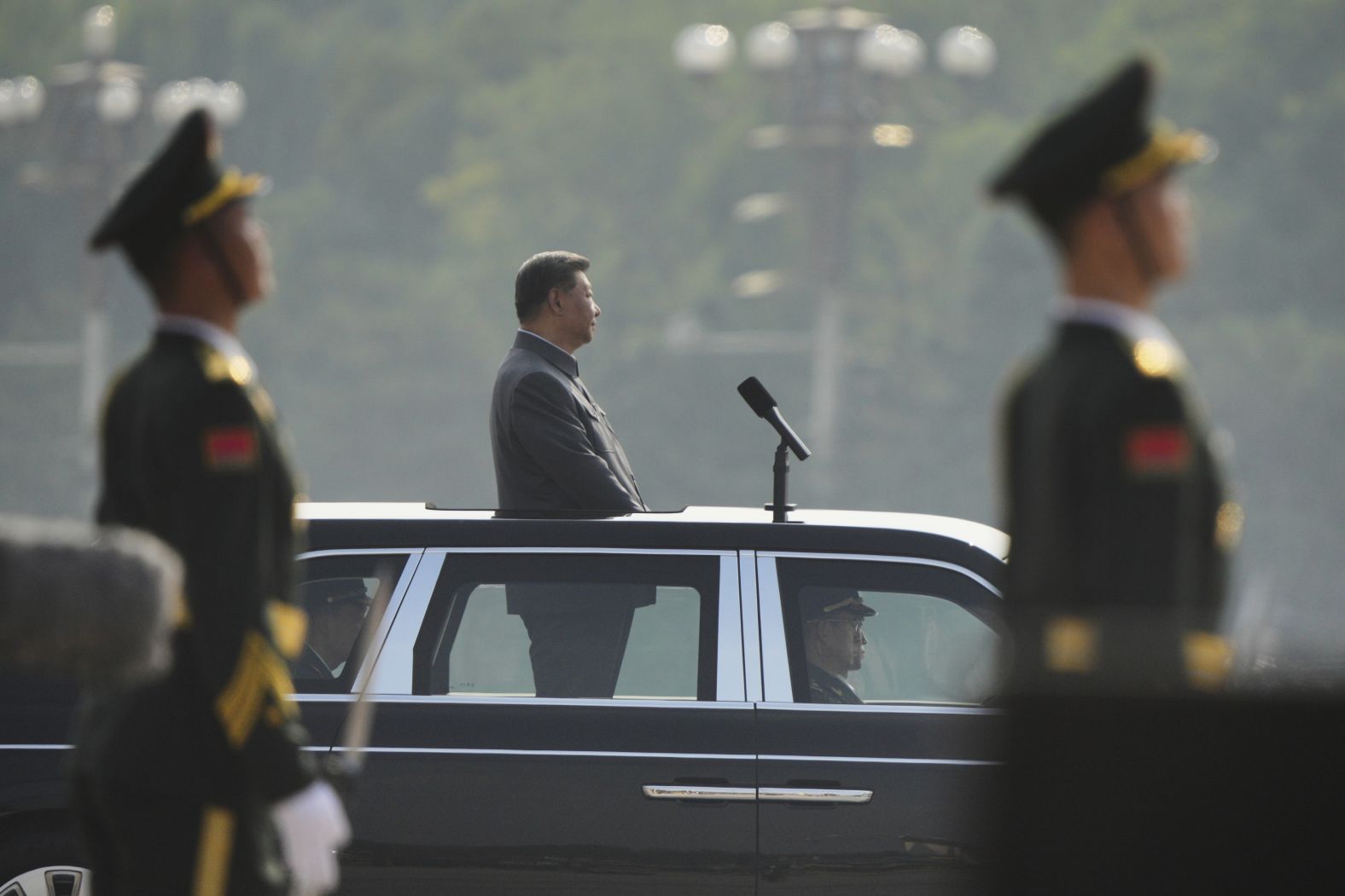Chinese President Xi Jinping joins the parade.