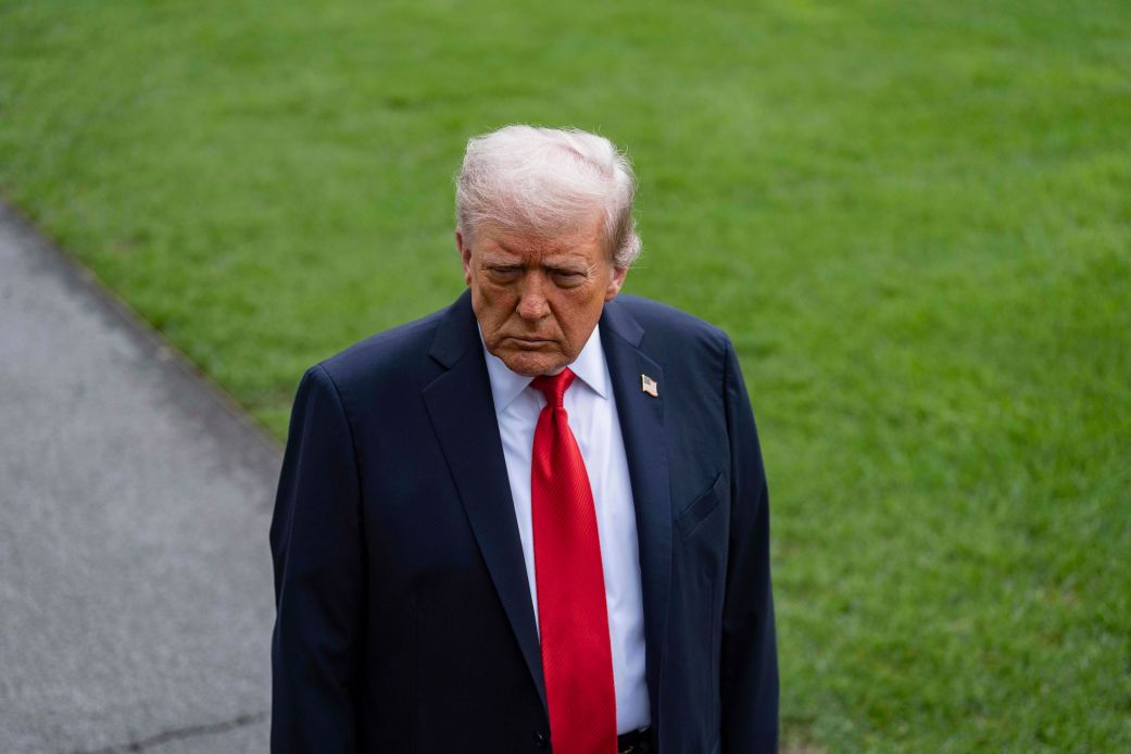 President Donald Trump departs the White House for New York on Sunday.