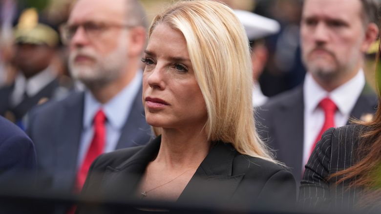 Attorney General Pam Bondi attends a ceremony to commemorate the 24th anniversary of the 9/11 attacks, on Thursday, September 11, at the Pentagon in Washington.