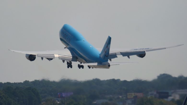 A Korean Air charter plane, carrying Korean workers detained in an immigration raid at a Georgia factory, leaves Hartsfield-Jackson International Airport in Atlanta bound for South Korea, Thursday, September 11, 2025.
