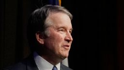 Justice Brett Kavanaugh responds to a question during a lecture at McLennan Community College in Waco, Texas, on September 11, 2025.