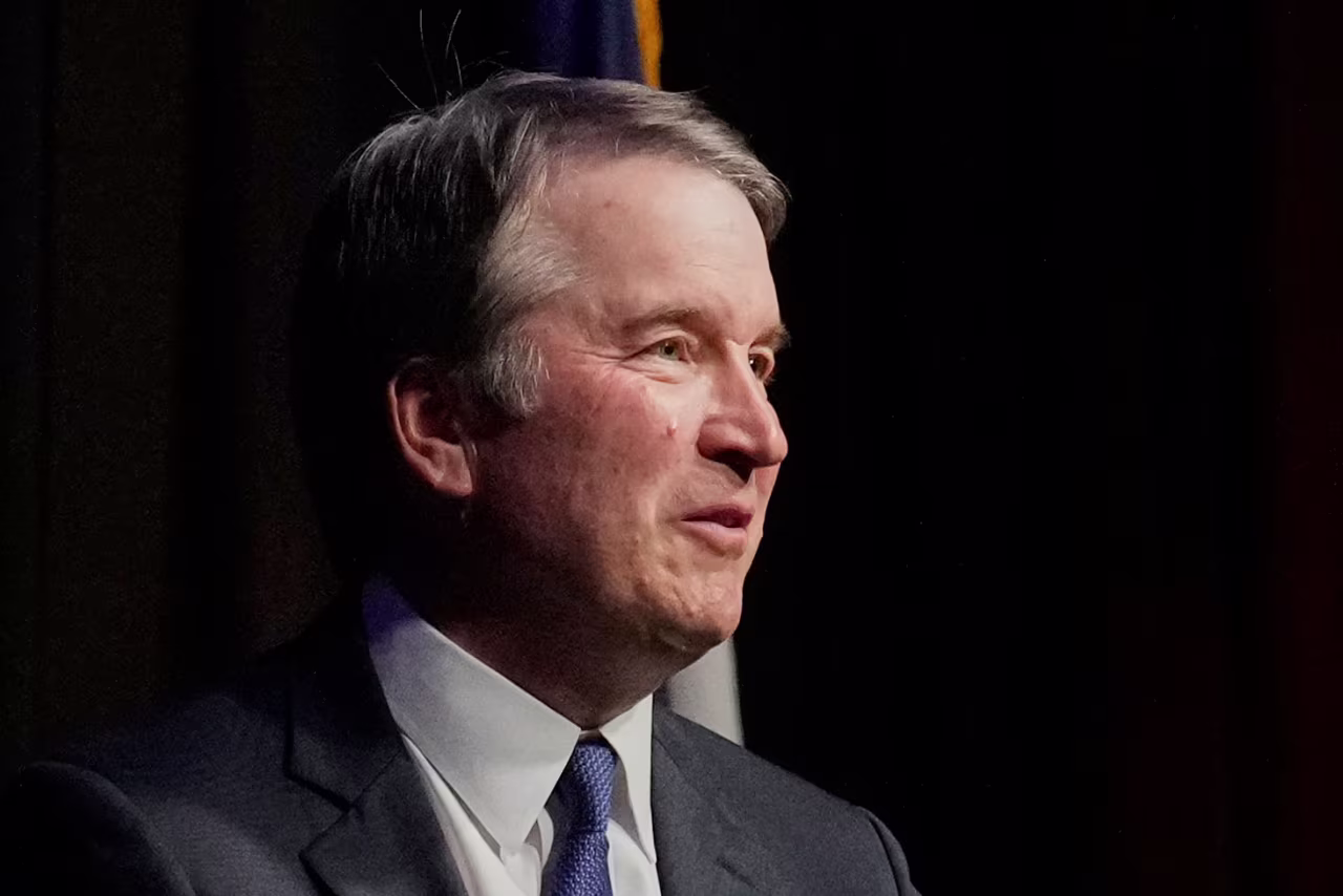 Justice Brett Kavanaugh responds to a question during a lecture at McLennan Community College in Waco, Texas, on September 11.