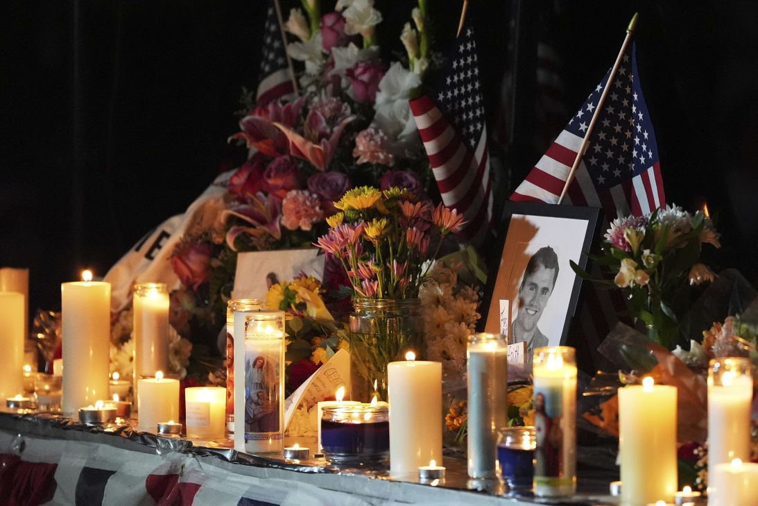 Candles are seen at a vigil for Charlie Kirk on September 12 in Provo, Utah.