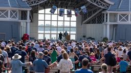 Hundreds gather for a celebration of life for school-shooting victim Harper Moyski at the Lake Harriet Bandshell in Minneapolis on Sunday.