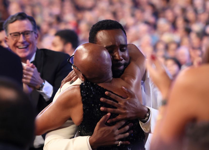 Tramell Tillman accepts the Emmy for outstanding supporting actor in a drama series for 