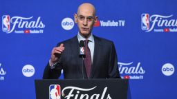 NBA commissioner Adam Silver speaks during a press conference in Oklahoma City, on June 5, 2025.