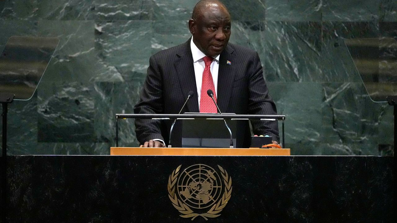 President of South Africa Cyril Ramaphosa addresses the 80th session of the United Nations General Assembly, on Tuesday at UN headquarters.