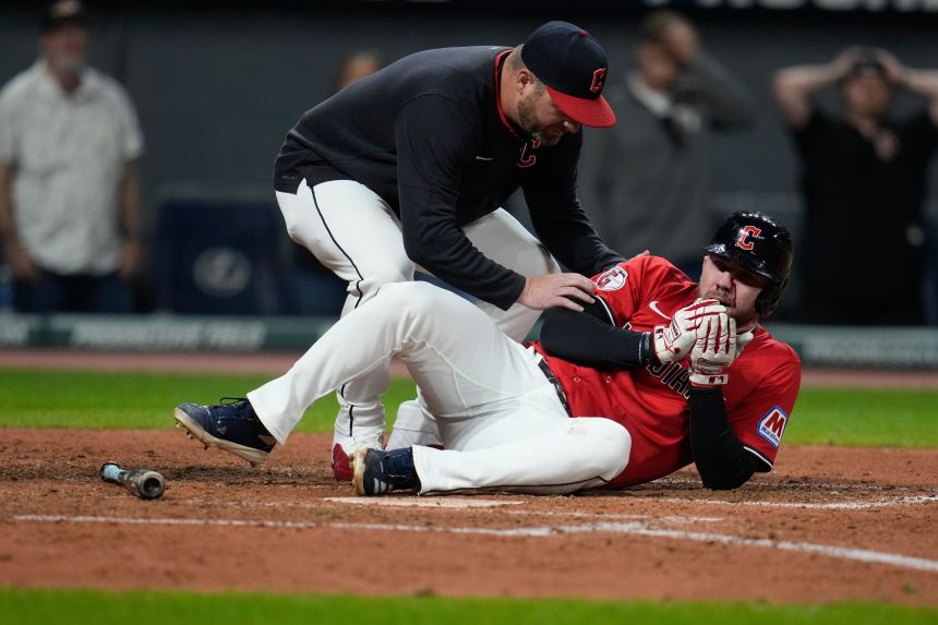 Fry was tended to by his team on the field before being taken to hospital.