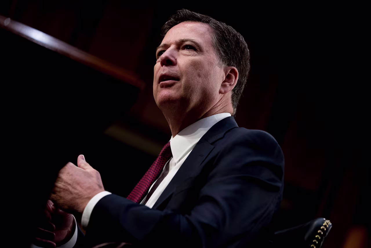 Former FBI Director James Comey speaks during a Senate Intelligence Committee hearing on Capitol Hill, June 8, 2017, in Washington, DC.