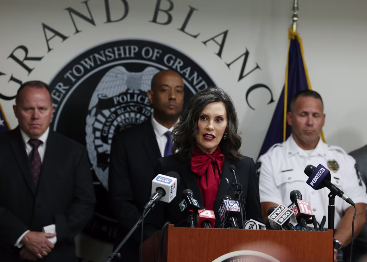 Michigan Gov. Gretchen Whitmer speaks during a news conference on Monday.
