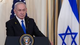 Israel's Prime Minister Benjamin Netanyahu attends a joint press conference with US President Donald Trump, during Netanyahu's visit to the White House on September 29.