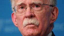 John Bolton speaks at Harvard Kennedy School's John F Kennedy Jr Forum in Cambridge, Massachusetts, on September 29, 2025.