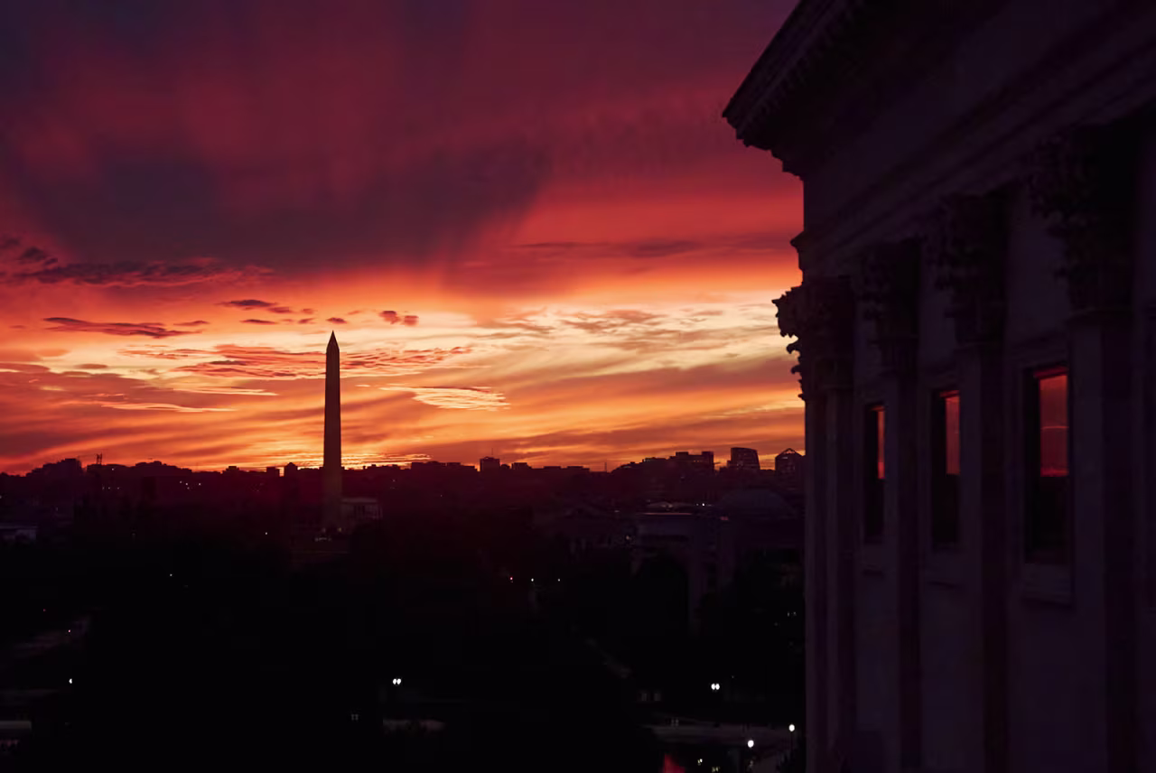 The sunset is seen from the Capitol.