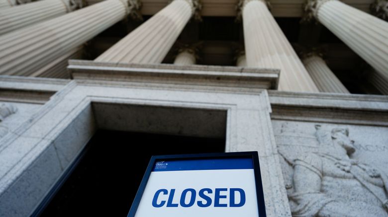 A closed sign stands in front of the National Archives on the first day of a government shutdown, Wednesday, Oct. 1, 2025, in Washington. (AP Photo/Julia Demaree Nikhinson)