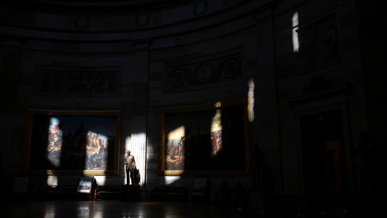 The US Capitol Rotunda is seen empty on Capitol Hill on Wednesday.