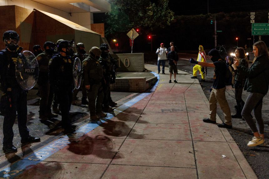 The ICE building in Portland has been the site of protests against the Trump administration’s immigration policies for months.