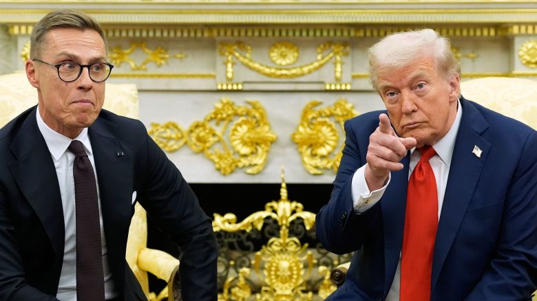 President Donald Trump and Finland's President Alexander Stubb meet in the Oval Office of the White House, on Thursday, October 9, 2025