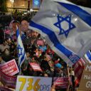 People take part in a rally in support of hostages kidnapped by Hamas, at a plaza known as hostages square, in Tel Aviv, Israel, Saturday, Oct. 11, 2025, ahead of the expected release of the hostages held in the Gaza Strip. (AP Photo/Emilio Morenatti)