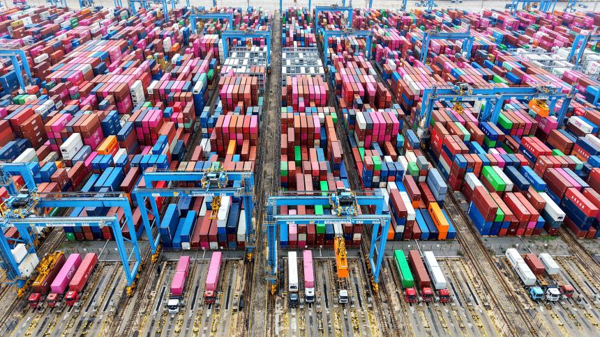 A container terminal in Qingdao, China. The country has been importing more from the United States after a trade truce started in the spring.