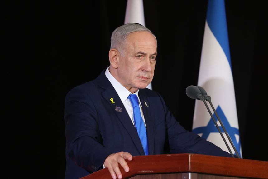 Israeli Prime Minister Benjamin Netanyahu participates in a memorial ceremony for soldiers killed in the war, at Mount Herzl in Jerusalem, Thursday, Oct. 16, 2025.