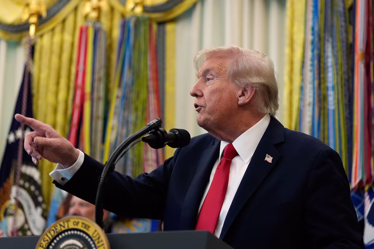 President Donald Trump speaks in the Oval Office of the White House on Thursday,