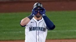 Eugenio Suárez rounds the bases after hitting one of the biggest home runs in Seattle Mariners history.