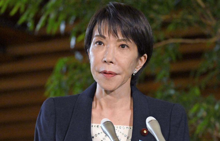 Japan Prime Minister Sanae Takaichi speaks to the media at the prime minister's office in Tokyo on Wednesday.