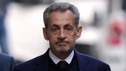 Former French President Nicolas Sarkozy leaves his home Tuesday, Oct. 21, 2025 in Paris as he heads to prison to serve time for a criminal conspiracy to finance his 2007 election campaign with funds from Libya. (AP Photo/Thibault Camus)