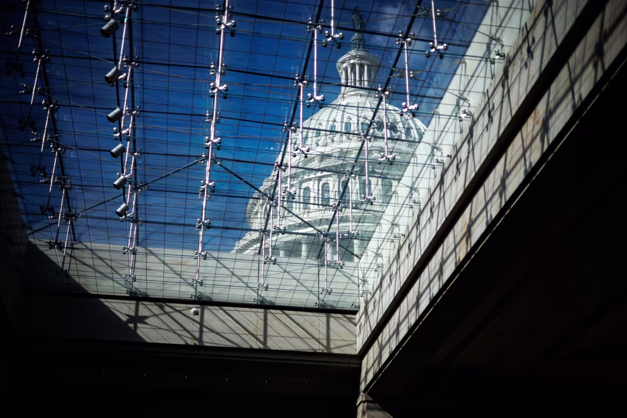 The dome of the US Capitol is seen from the Capitol Visitors Center on Wednesday.
