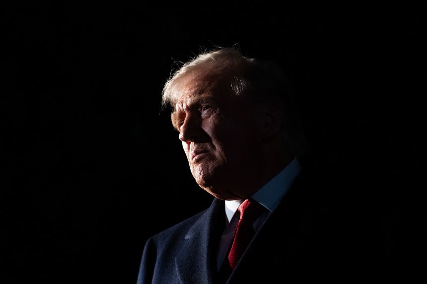 President Donald Trump talks to reporters as he departs the White House on October 24, 2025.