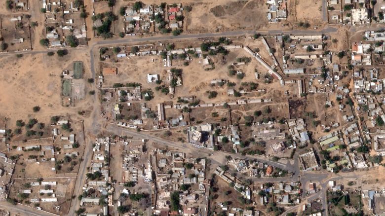 In this satellite photo provided by Planet Labs PBC, the area around the headquarters of the Sudanese military's 6th Division in el-Fasher, Sudan, is seen Sunday, Oct. 26, 2025. (Planet Labs PBC via AP)