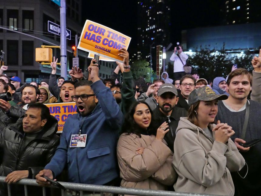 People in New York come out to support Zohran Mamdani, who won the mayoral election in New York Tuesday.