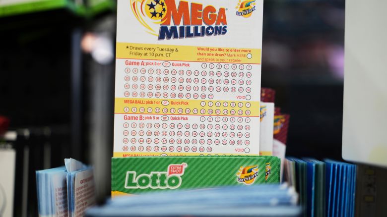 Mega Millions Lottery play slips are displayed for customers at a convenience store in Chicago in April.