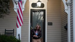 Democratic congressional candidate Aftyn Behn visits a home in Franklin, Tennessee as she canvases for votes in a special election for the state's seventh district, on November 13.