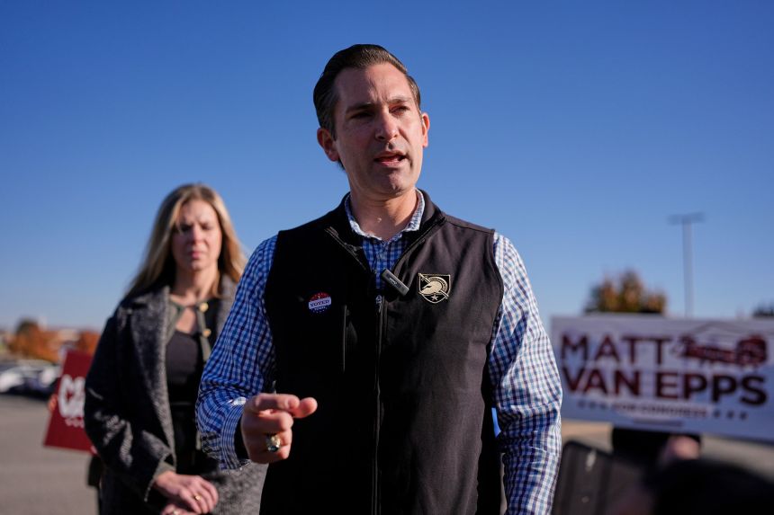 Republican congressional candidate Matt Van Epps speaks during a campaign event in Nashville, on November 12.