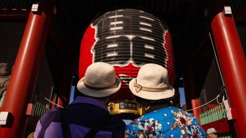 Mainland Chinese tourists visit Sensoji temple in the Asakusa district of Tokyo, on November 20, 2025.