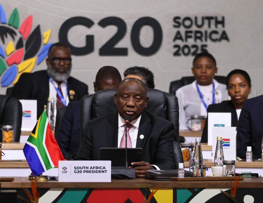 South Africa President Cyril Ramaphosa makes closing remarks at the G20 Summit in Johannesburg