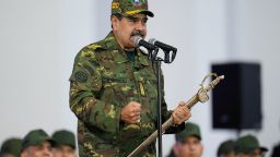 Venezuelan President Nicolas Maduro speaks during a government-organized civic-military rally in Caracas, Venezuela, on November 25.