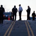 Emergency personnel gather near where National Guard soldiers appear to have been shot near the White House on Wednesday, November 26, 2025.