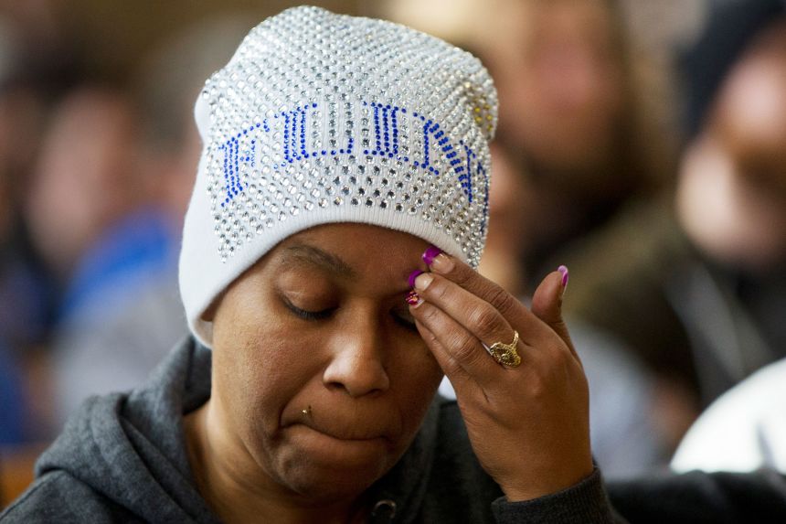 Nakiya Wakes attends a community forum about Flint's contaminated water at Woodside Church in Flint, Michigan, February 25, 2016.