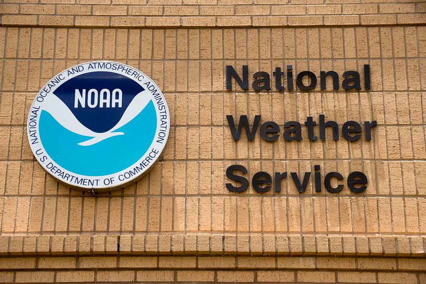 The entrance to the National Weather Service office in Brownsville, Texas.