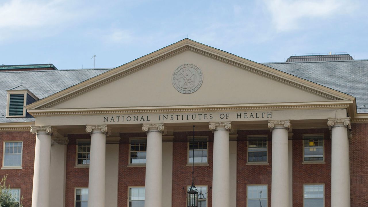 National Institutes of Health James Shannon building on the campus of NIH in Bethesda, Md., Friday, Oct. 24, 2014. Appropriately called Building 1 or Shannon building was dedicated by President Franklin D. Roosevelt and serves as the administrative center for NIH. (AP Photo/Pablo Martinez Monsivais)