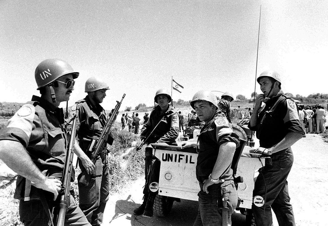 Norwegian UNIFIL troops wait for Israel's withdrawal in this picture dated April 30, 1978. Advance UNIFIL units began moving into southern Lebanon in March 1978.