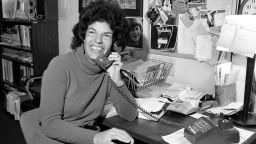 National Public Radio staffer Susan Stamberg holds a phone in her Washington D.C. office, Oct. 13, 1979.
