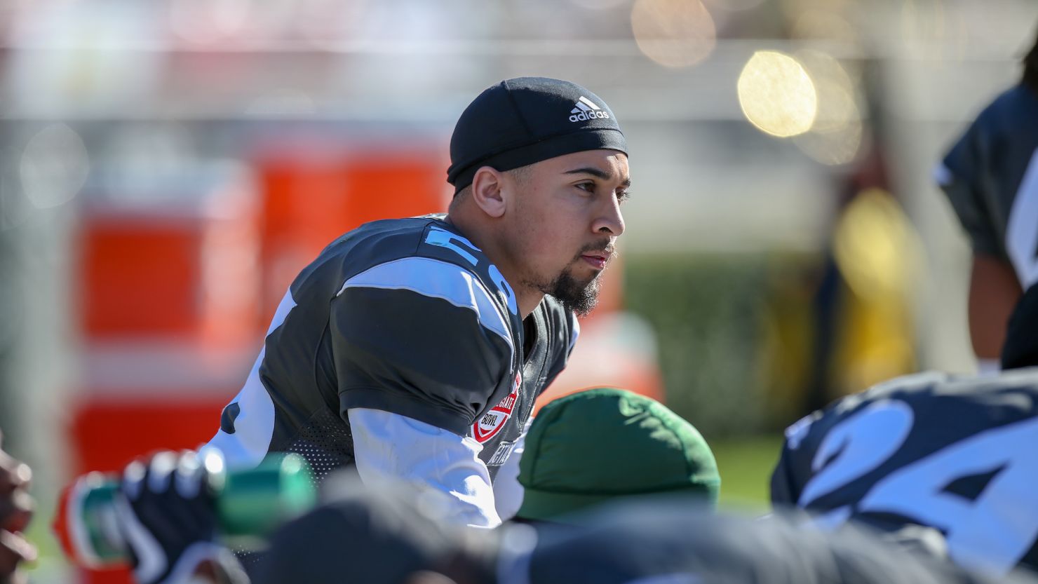 Blaise Taylor during the 2018 NFLPA Collegiate Bowl at the Rose Bowl in Pasadena, California.