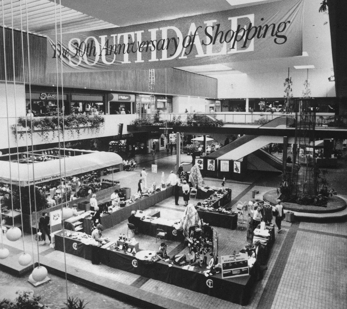 Southdale Center in Edina, Minneapolis, a $20 million complex of shops, department stores and restaurants celebrated its 30th anniversary on Oct. 7, 1986 as the world's first enclosed mall.